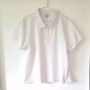 JCREW. Womans. Classic White short sleeve Polo Shirt. Cotton Poly. W XXL